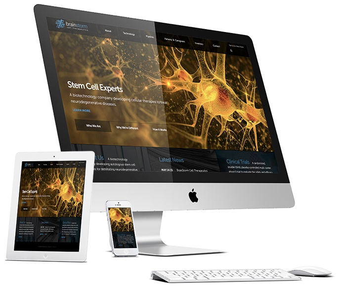 BrainStorm Cell Therapeutics biotechnology website on different devices