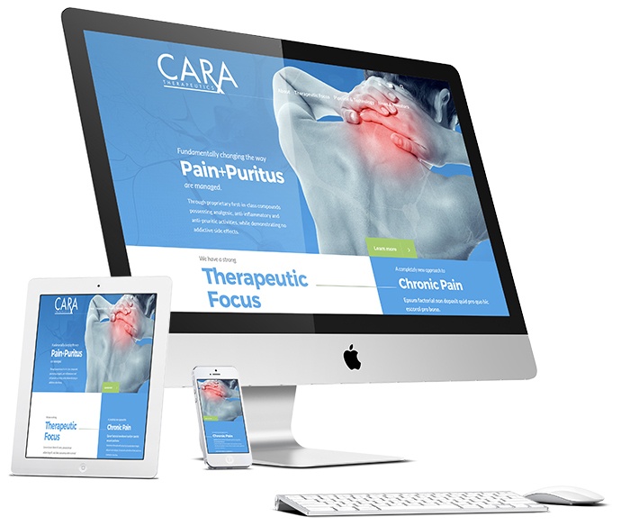 Desktop and mobile designs for Cara Therapeutics.