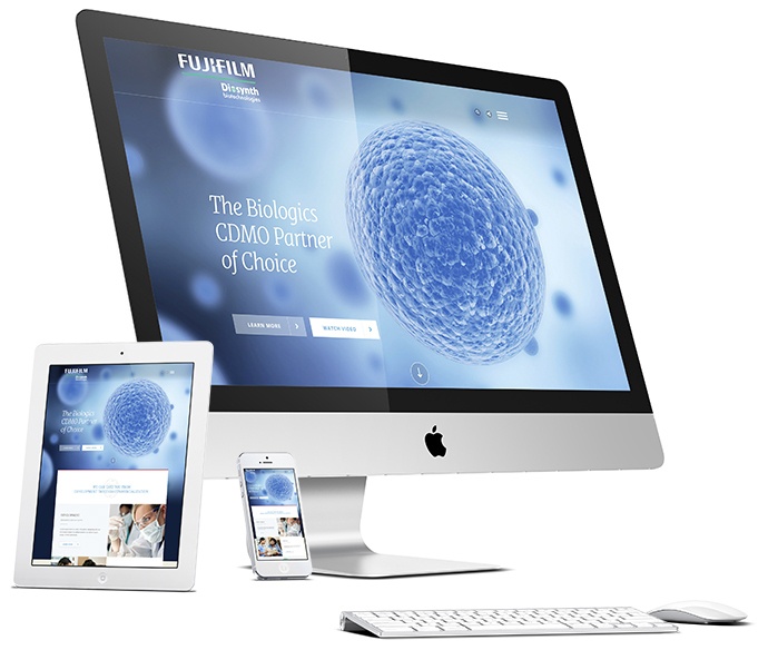 Desktop and mobile designs for FUJIFILM Diosynth Biotechnologies.