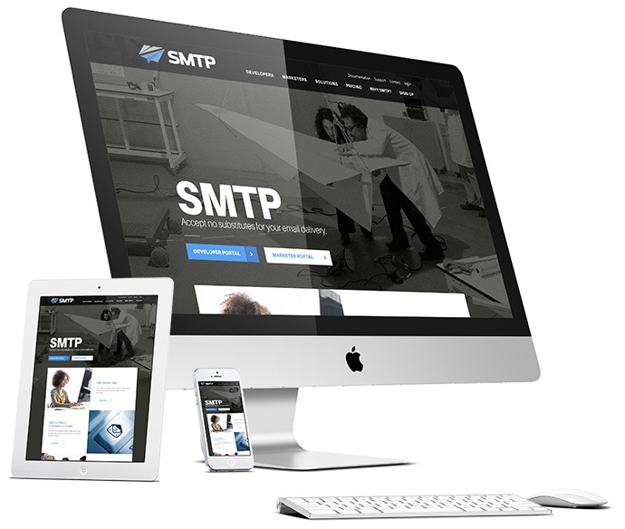 Desktop and mobile designs for SMTP site