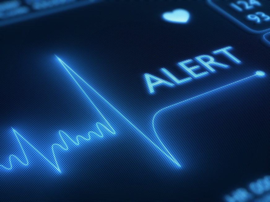 Heart rate monitor alert on a digital display