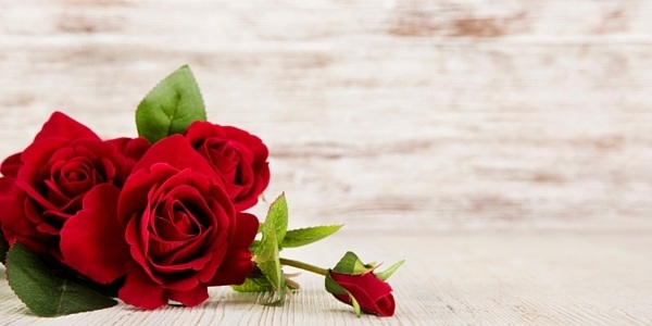 Red Roses On a Wood Table