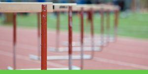 Hurdles Lined Up on a Track